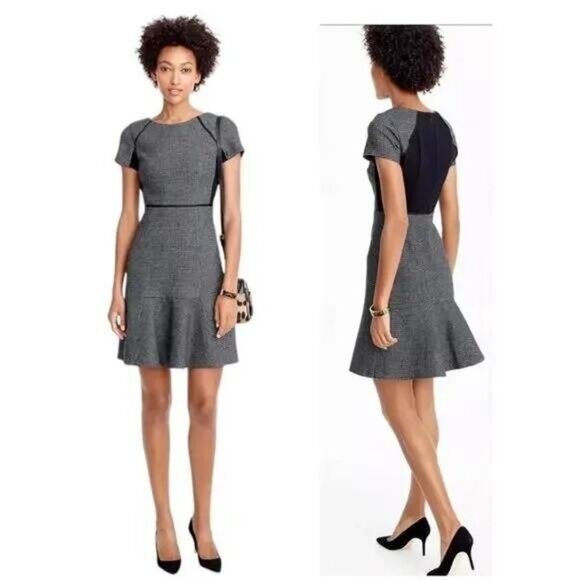 J.CREW Checkered Wool Blend Flutter Dress Women's Size 12 - Picture 4 of 8